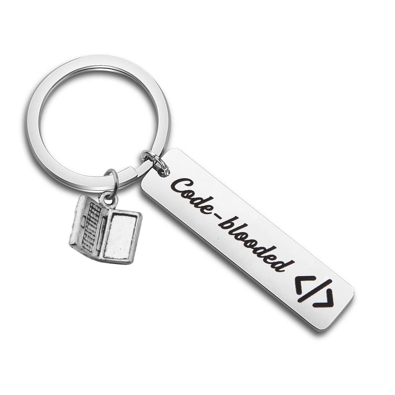 MAOFAED Code-blooded Coder Computer Science Tech Developer Gift - Code-blooded Keychain - Image 1